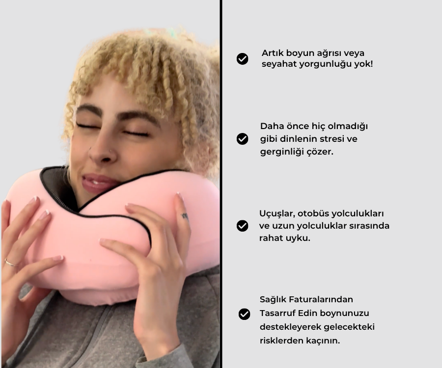 Boyun Destekli Seyahat Yastığı (Pembe)